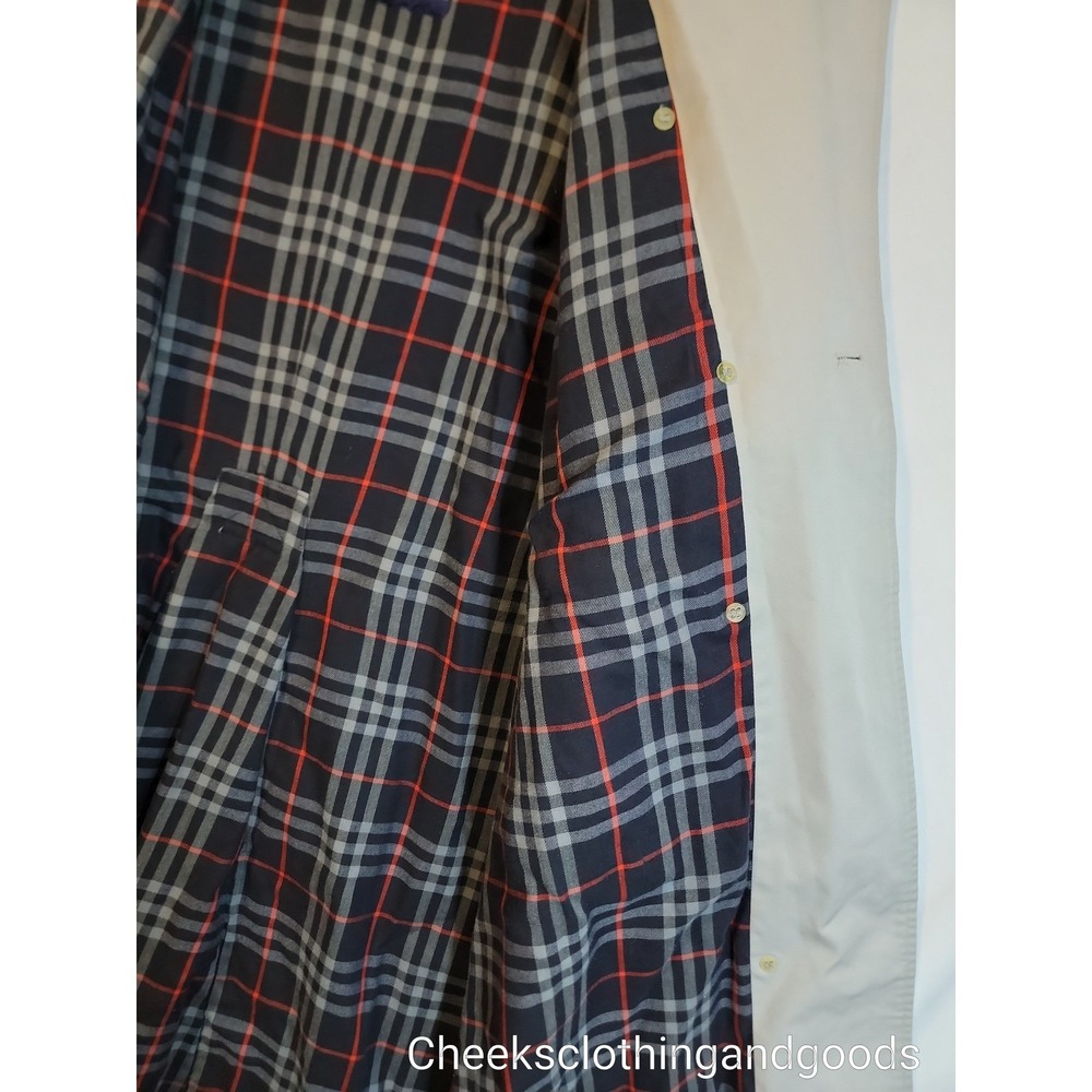 Burberrys Vintage Trench Coat Beigh Double Breasted Nova Check Belted England 14 - Picture 12 of 15